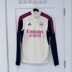 NWOT Adidas Arsenal White Top with Pink and Navy Accents, XS